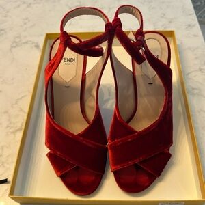 Fendi Red Velvet Heels